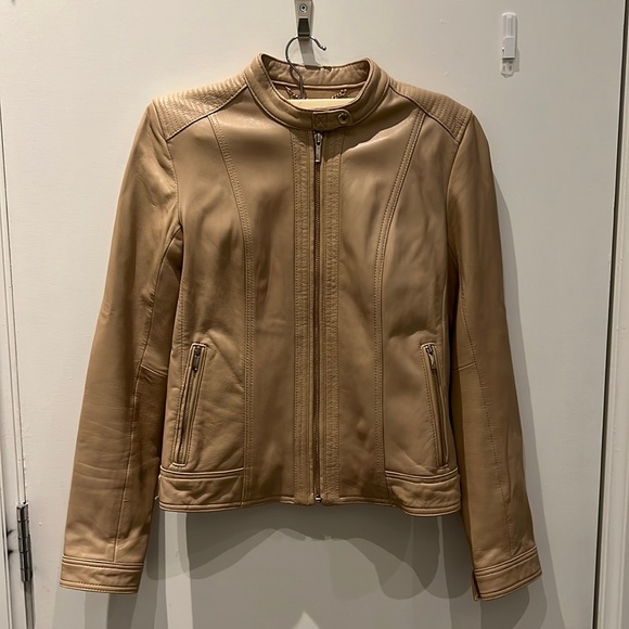 Cole Haan Beige Leather Jacket - XS - Picture 1 of 3